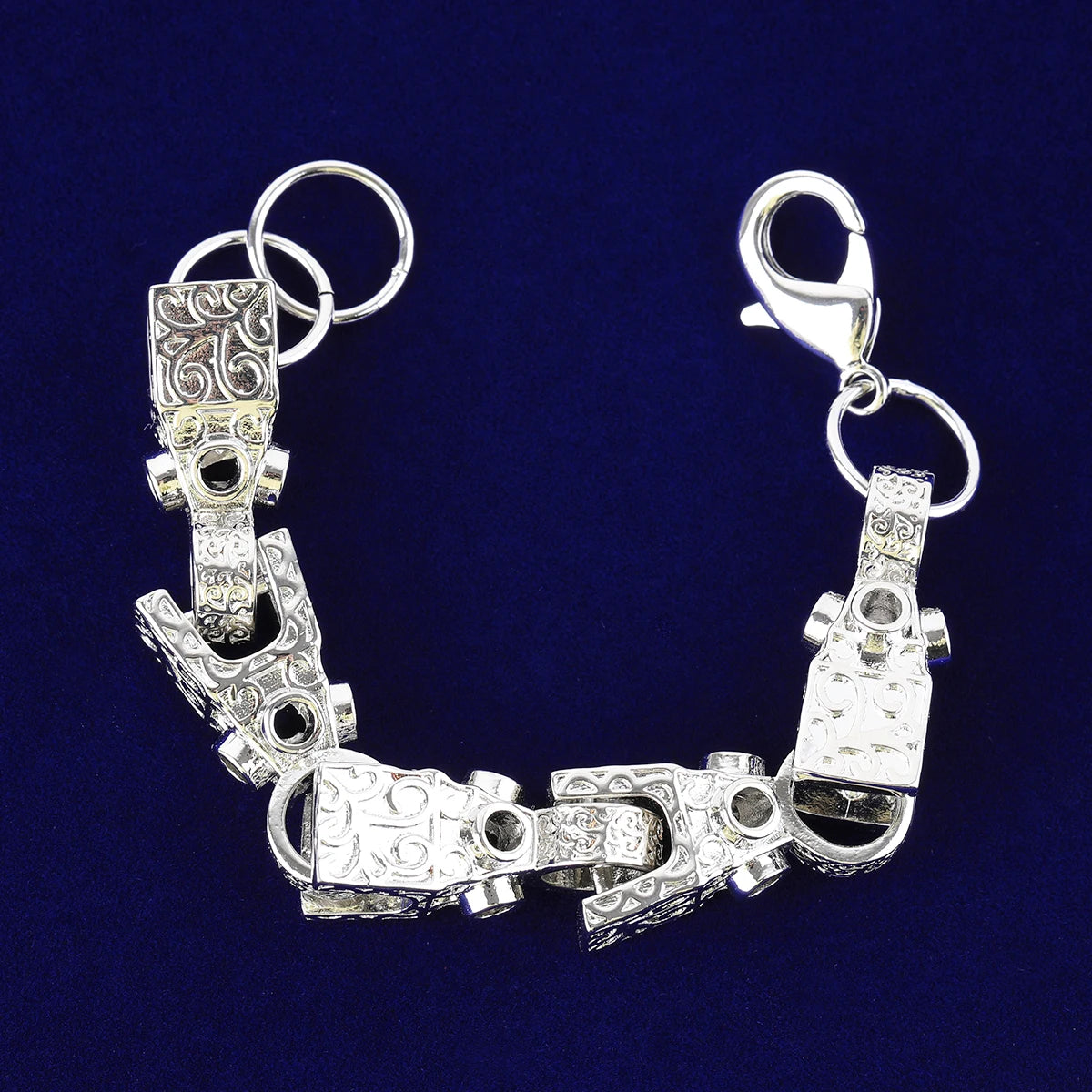 3D Block Bracelet | Two Tone Lobster Clasp Three D Block Chain Bracelet
