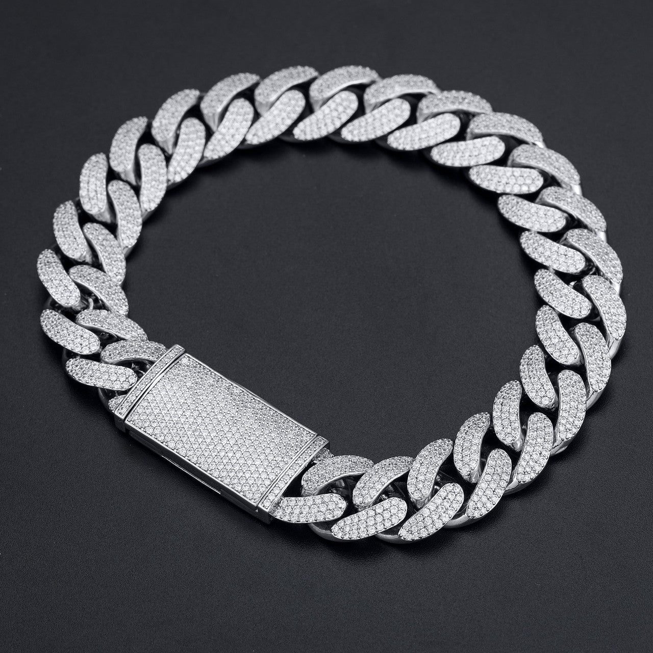 Mens Luxury Iced 8mm-20mm VVS Diamond 925 Solid Silver Hip Hop Miami Cuban Links