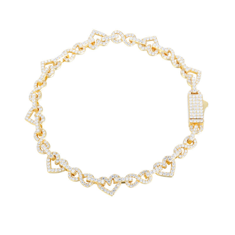 Infinity Heart | Moissanite Diamond Solid Sterling Silver Exquisite 8mm Full Iced Bracelet