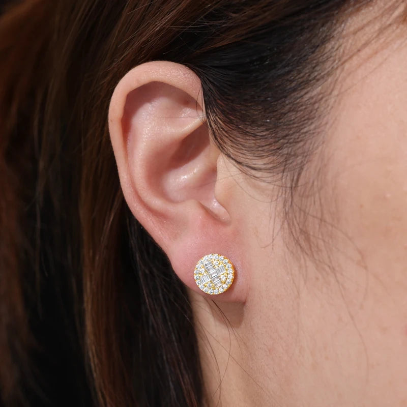 Dripped Baguette | VVS1 Moissanite Diamond Cross Stud 925 Silver Earrings