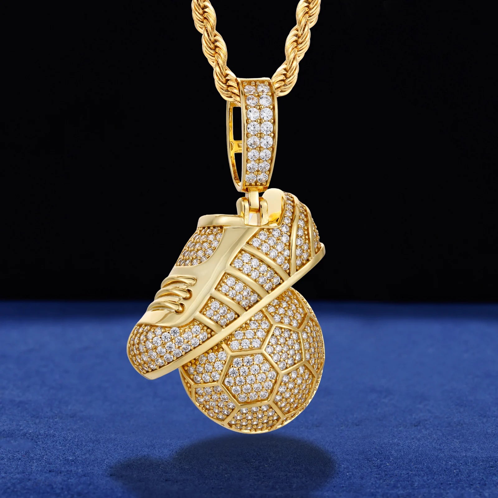 Foot Ball | 925 Sterling Silver Moissanite Football Soccer Ball Shoe Hip Hop Pendant