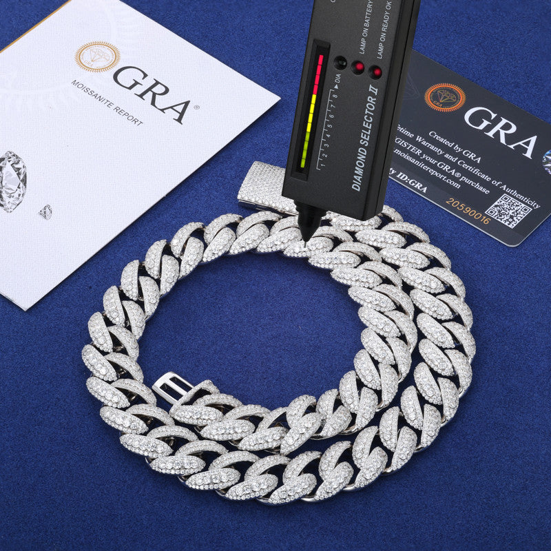 Drip Boss | Men&#39;s Designer Cut Solid Sterling Silver Hip Hop D VVS1 Moissanite Diamond Cuban Chain