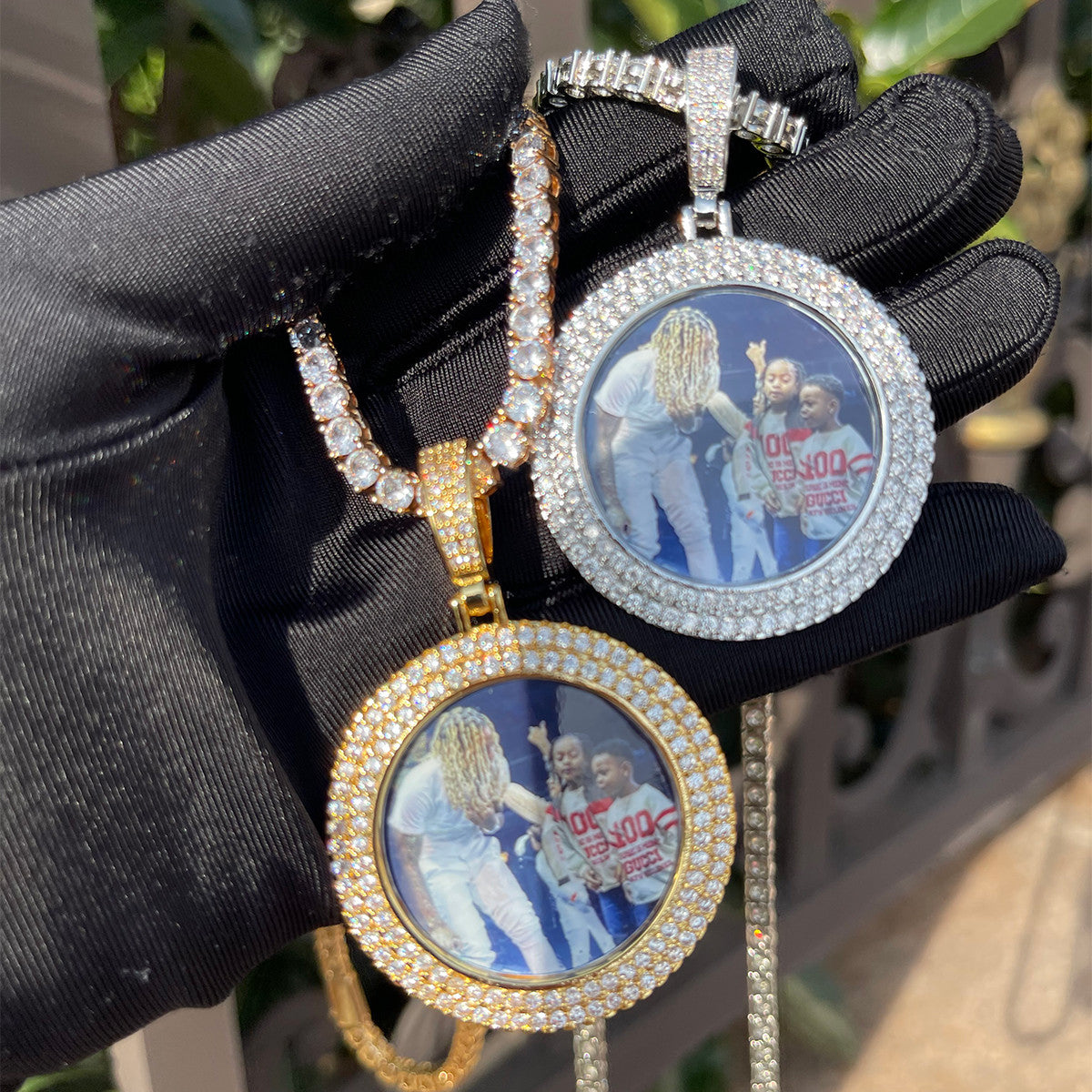 LuxeGlow Diamond Edge | 4 Prong Set Double Row Custom Photo Hip Hop Pendant