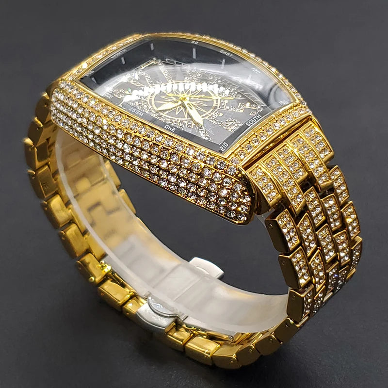 Navigation | VVS Diamond CZ Night Star Sky Compass Hip Hop  Iced Blinged Out Watch