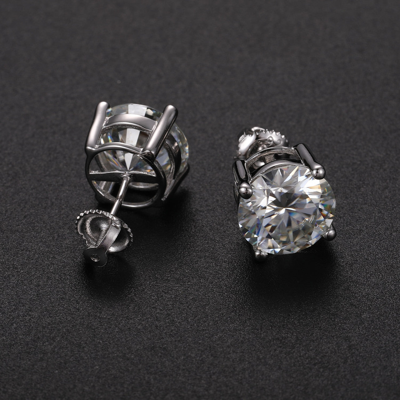 10mm Solid Sterling Silver Genuine Lab Diamond Hip Hop Blinged Out Earrings