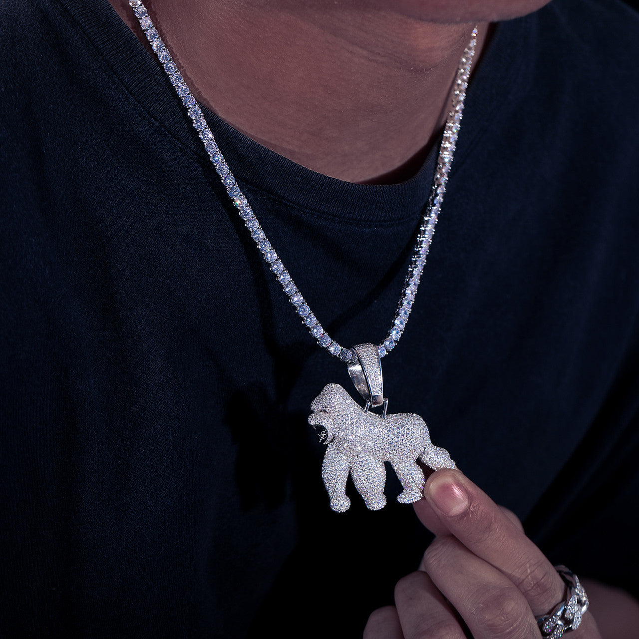 Apeshit | Mens Moissanite Diamond 925 Sterling Silver Hip Hop Gorilla Pendant