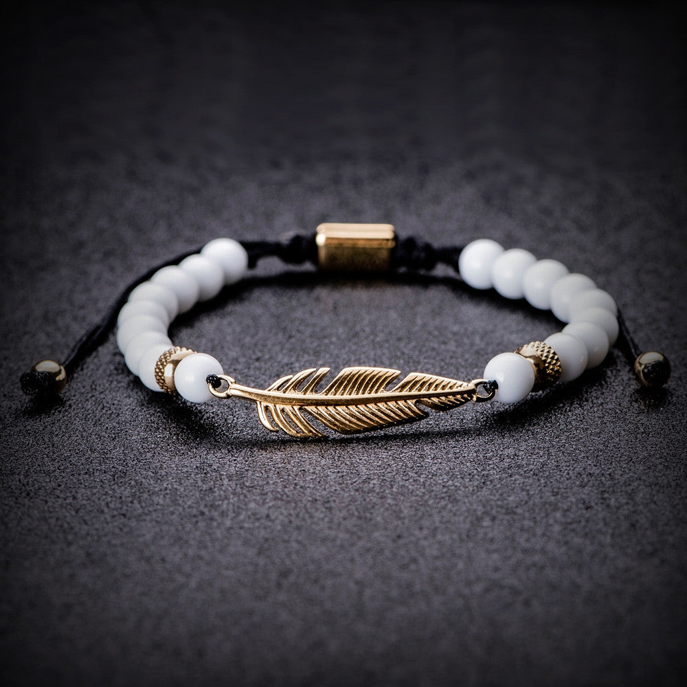 Royal Wisdom | 316L Stainless Steel Bead Link Eagles Feather Bracelet