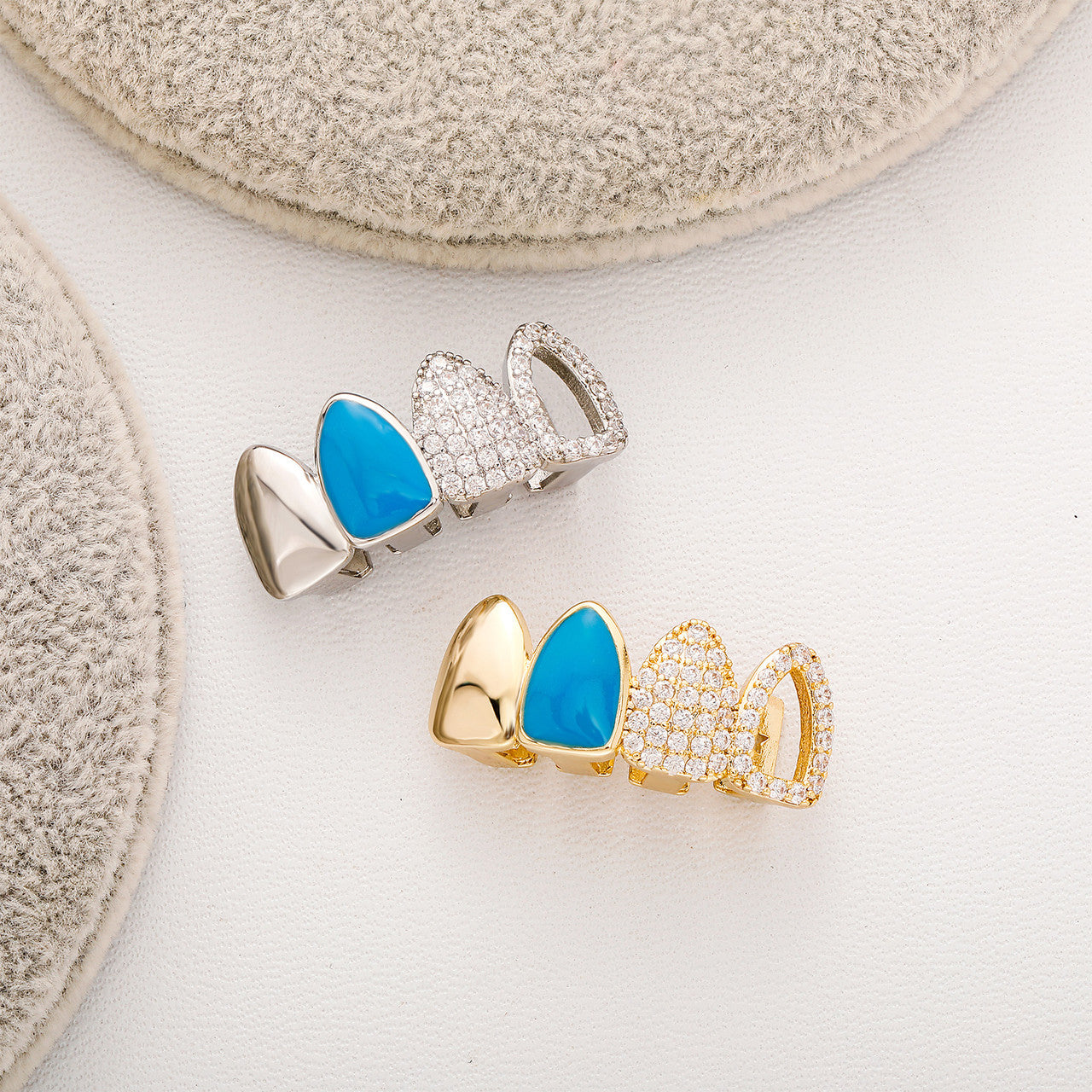 Blue Oil | VVS Diamond CZ 18k Gold .925 Silver Hip Hop Mouth Blue Tooth Teeth Grillz