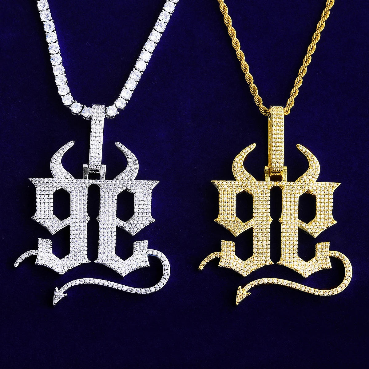 Devils Domain | Number 99 Devil Horns Tail VVS Diamond CZ Luxury Hip Hop Pendant
