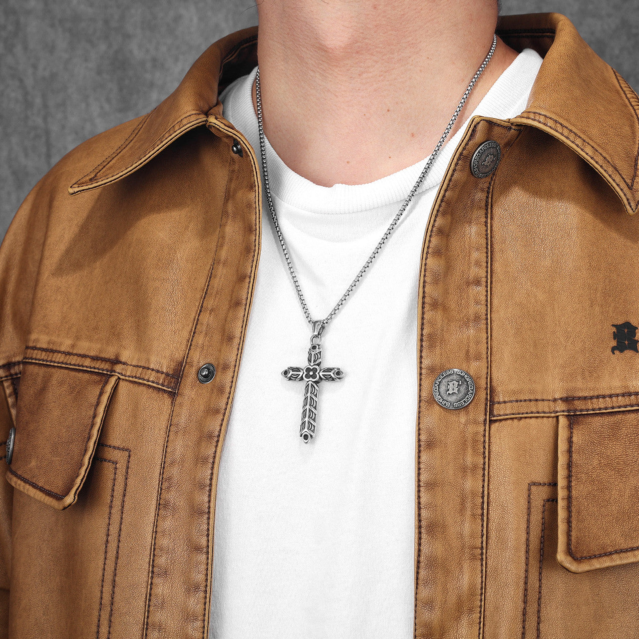 Designer Cross | 316L No Fade Stainless Steel Carved Cross Vintage Spiritual Pendant