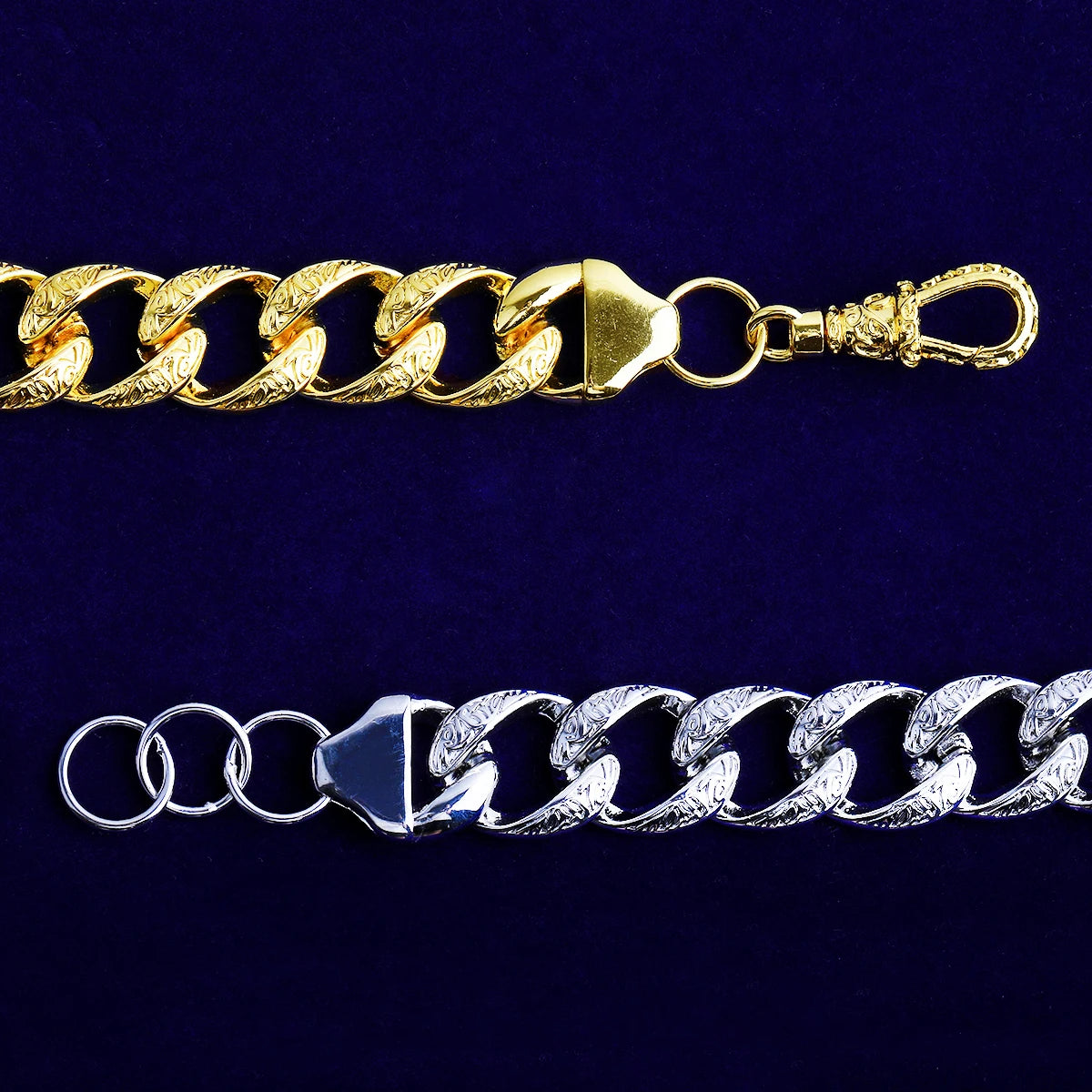 Designer Link | Designed Pattern Belcher Clasp Hip Hop Cuban Link Bracelet