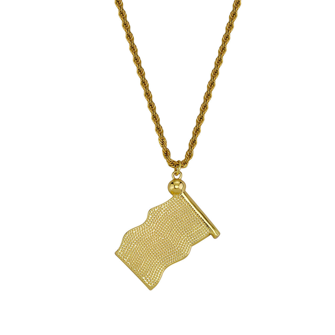 God Bless America | Red Oil American Flag 14k Gold 925 Silver Pendant Chain Necklace