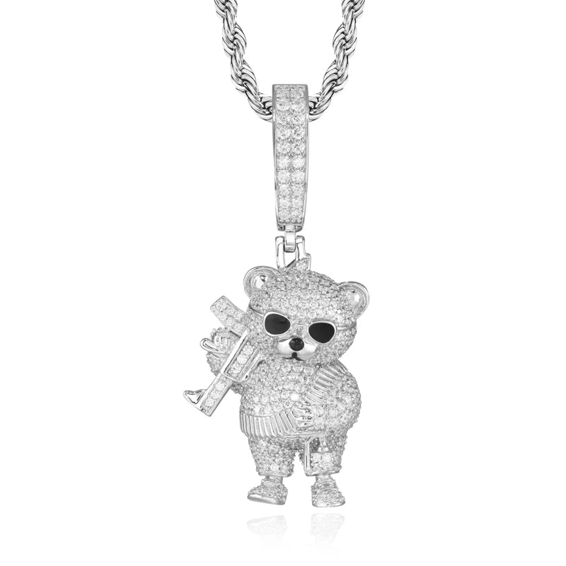 Chopper Style | Moissanite Diamond 925 Sterling Silver Stylish Ak47 Tufti The Bear Pendant