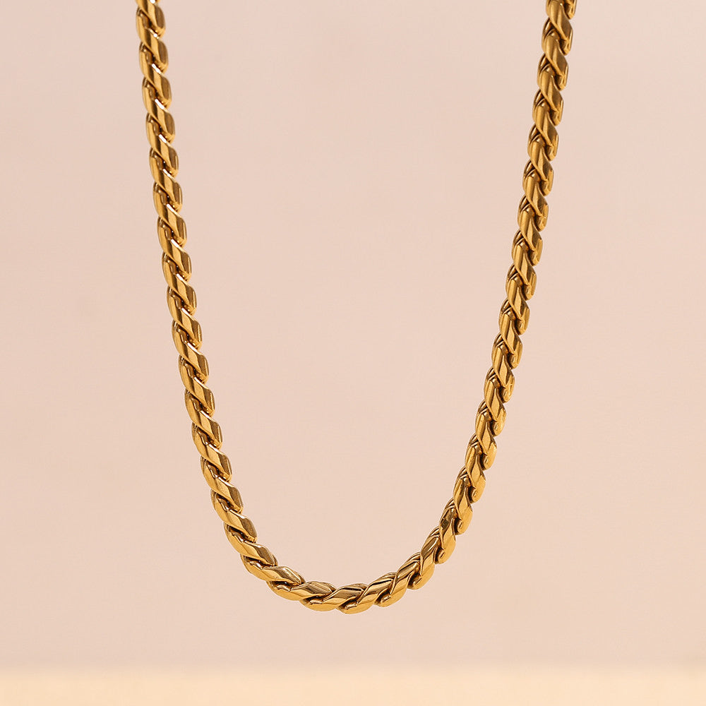 Ladies Thick 18k Gold Waterproof Stainless Steel S-Chain Link Bracelet