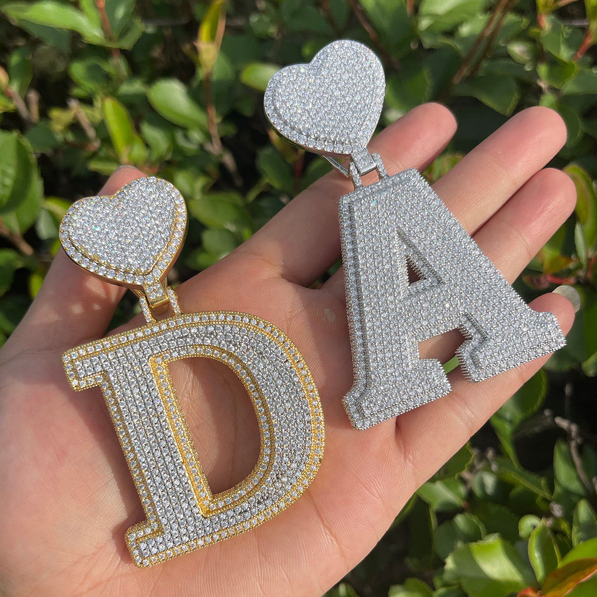 Regal Love | Ladies Custom Heart Bail Initial Iced Pendant Necklace