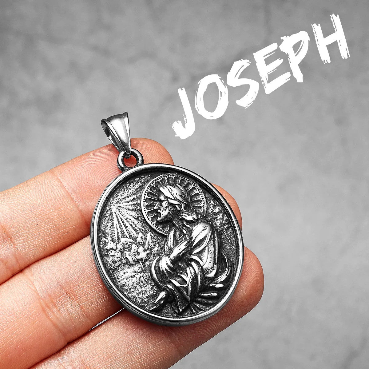 Hall Of Saints | 316L Solid Stainless Steel Holy Father Joseph Saint Pendant Collection