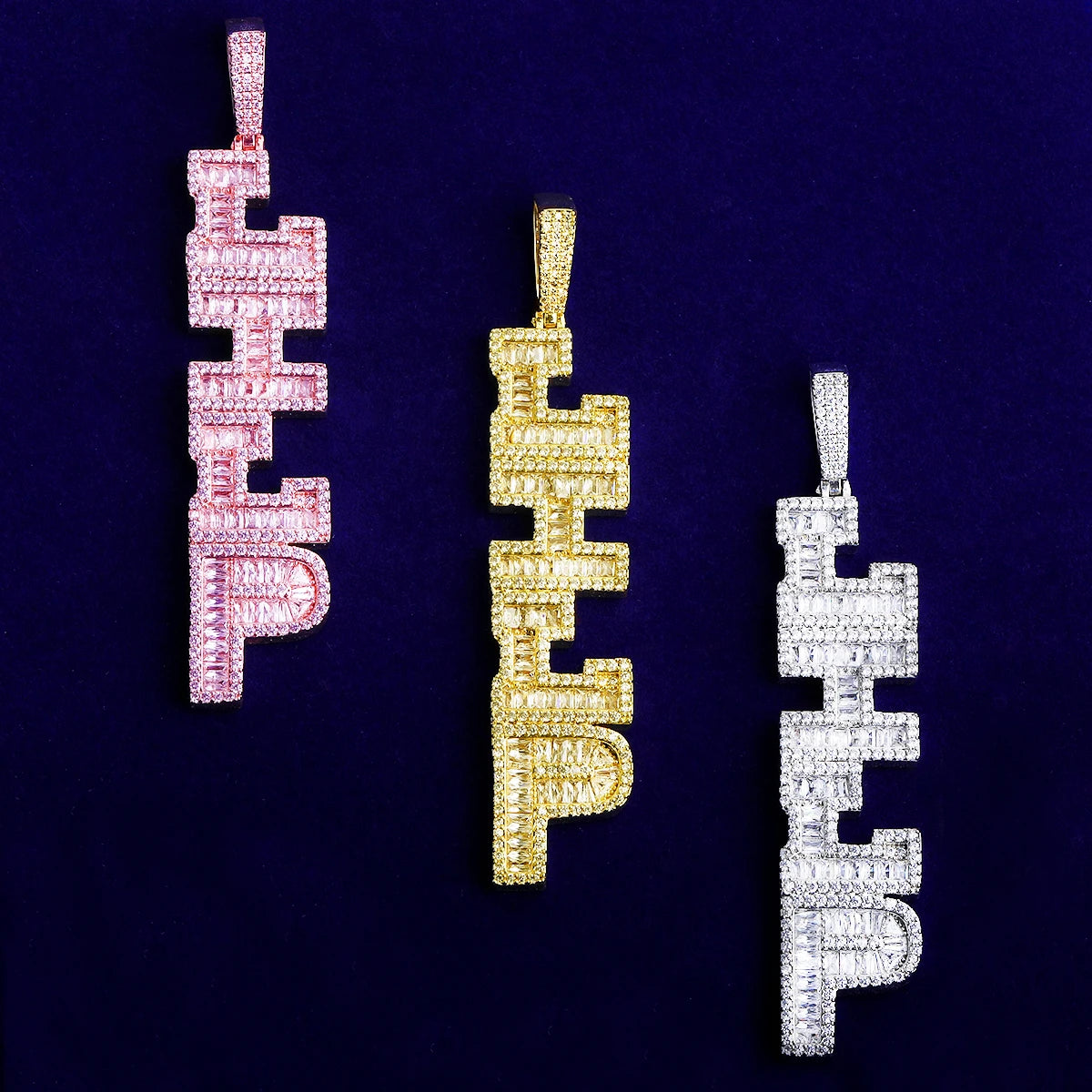 Vertical Limit | VVS Diamond CZ Iced Bling Out Custom Name Plate Pendant