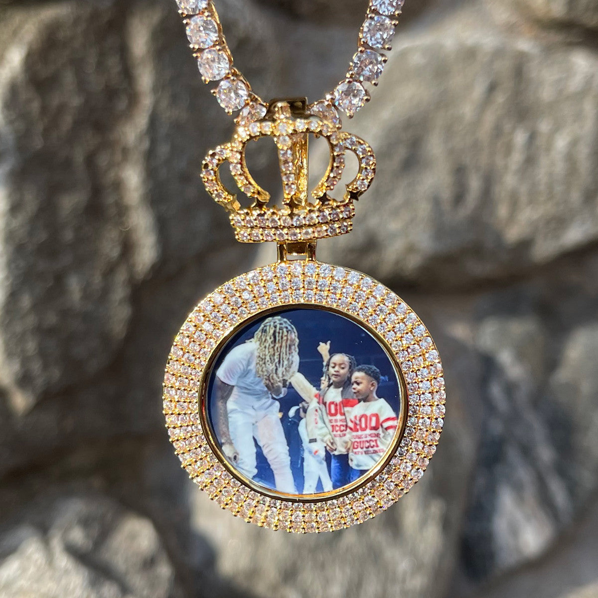Queen's Legacy | Crown Custom Photo Iced Blinged Out Picture Necklace