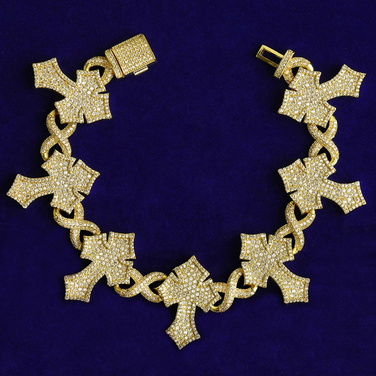 Passion Cross | Flooded Ice 5AA+ VVS CZ Diamond Infinity Link Cross Bracelet