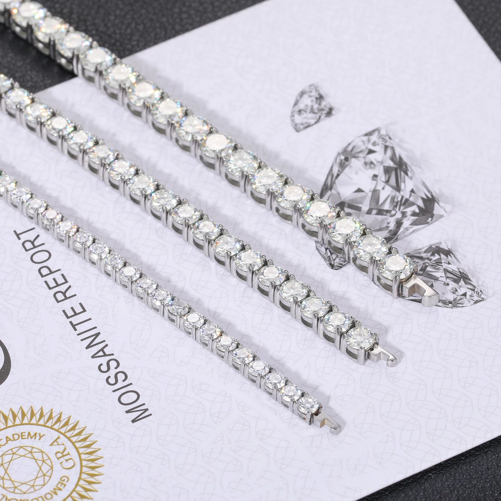 Solid 316L Stainless Steel D VVS1 Moissanite No Fading Tennis Chain and Bracelet