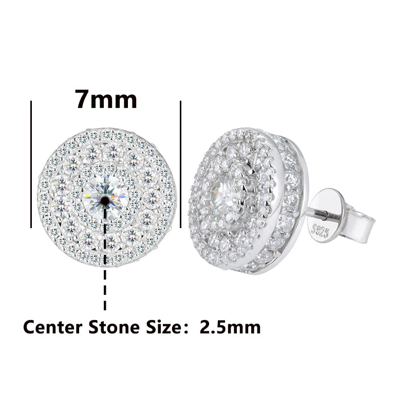 The Halo | Moissanite Diamond 925 Solid Sterling Silver Iced Blinged Out VVS Stud Earrings