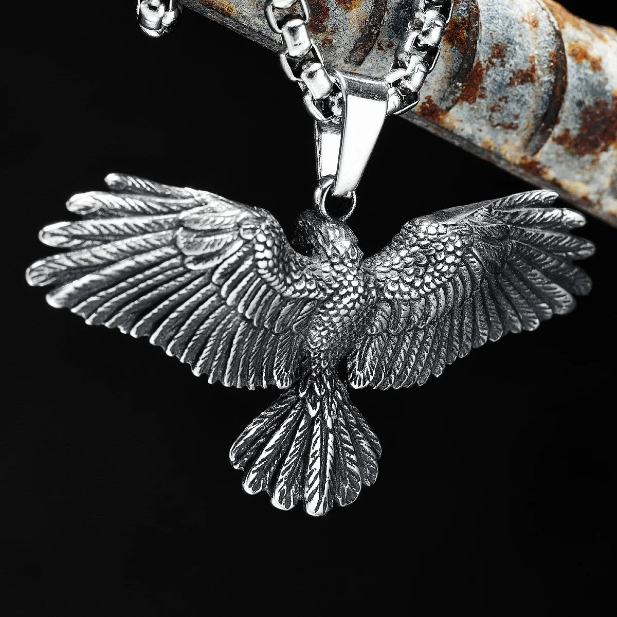 Time To Fly | Wings Spread Landing Eagle No Fade 316L Stainless Steel Street Wear Pendant