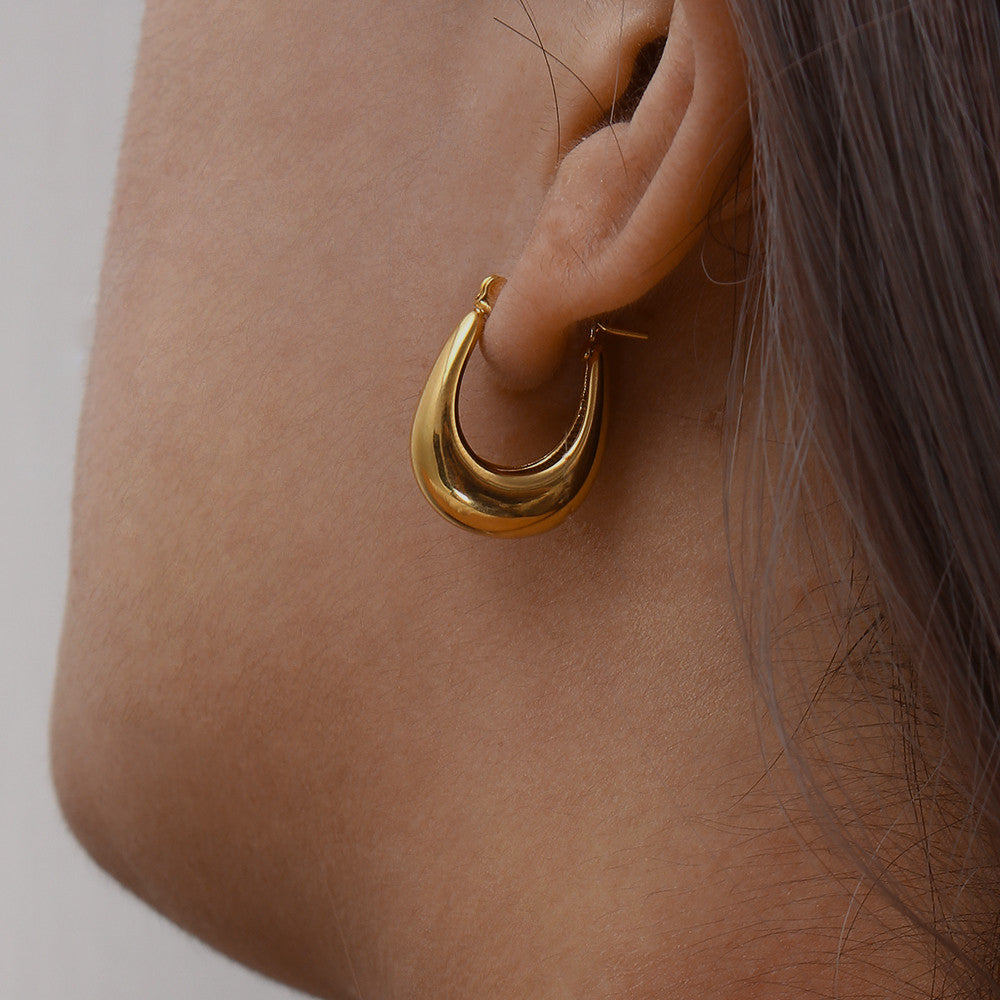 Dream | 18k Gold Over Solid Stainless Steel Waterproof Anti-allergenic Hoop Earrings