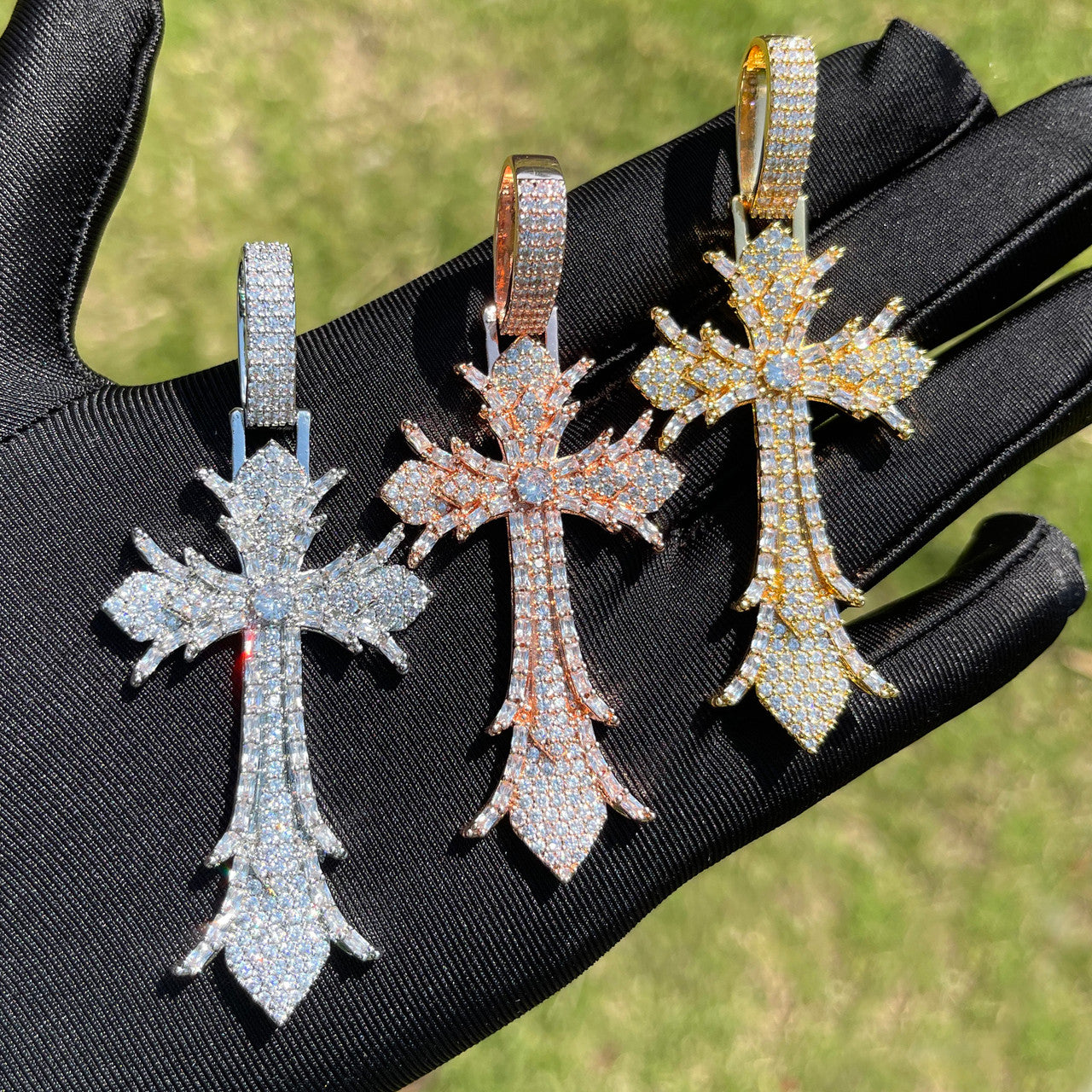 The Reversion | VVS Diamond CZ Baguette Designer Cross Hip Hop Pendant Chain