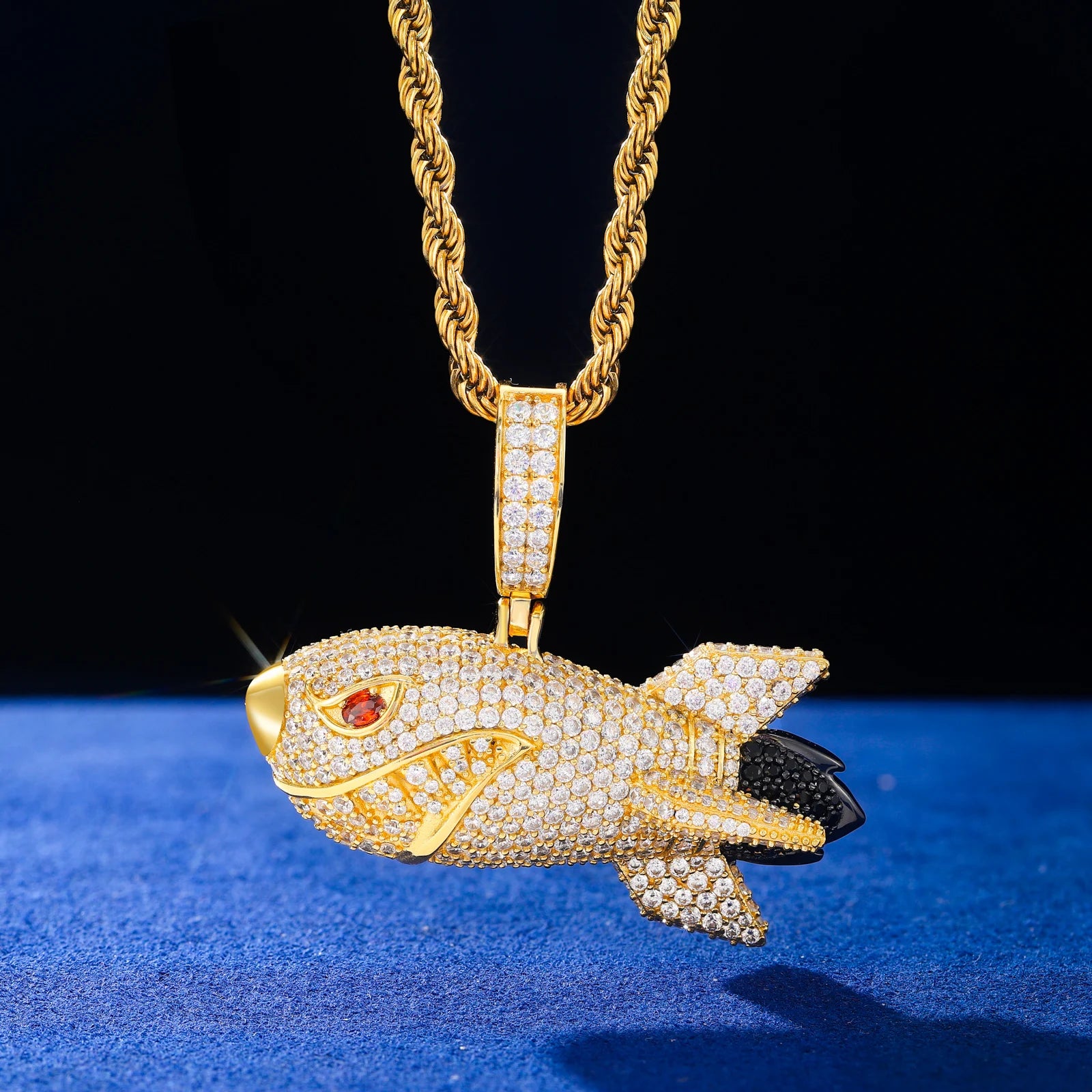 Missile Shark | 925 Sterling Silver Moissanite Hip Hop Shark Missile Hip Hop Pendant