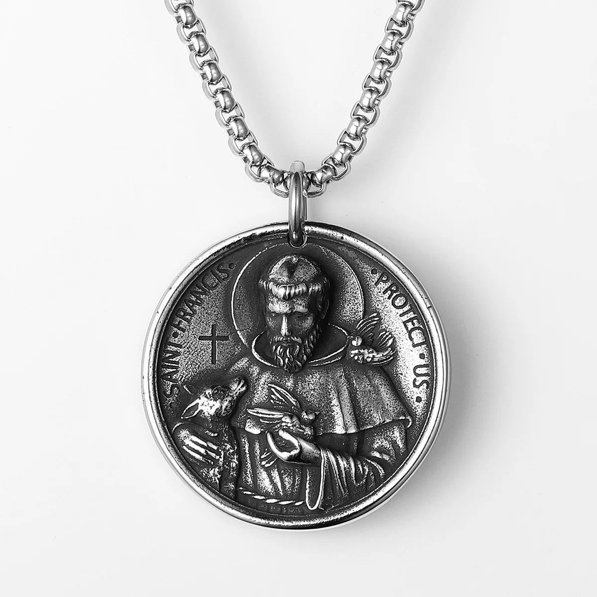 St.Francis  | No Fade Stainless Steel Circle Cross Of Protection Pendant