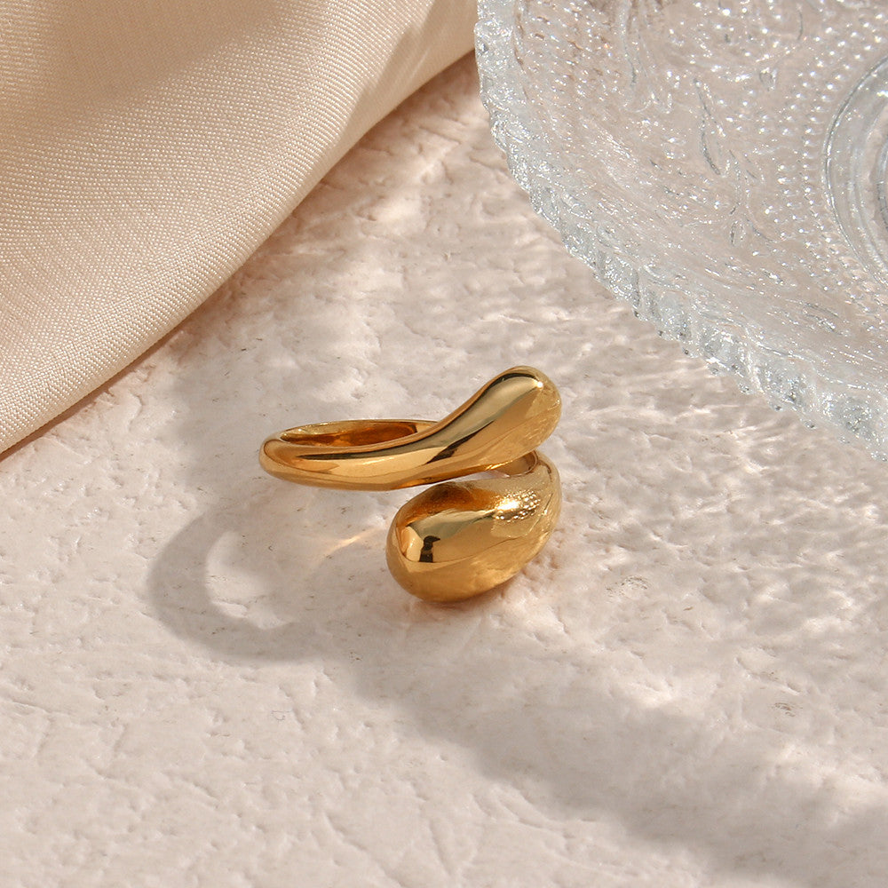 18k Gold Fine Polished Stainless Steel Waterproof Princess Tears Wrap Ring