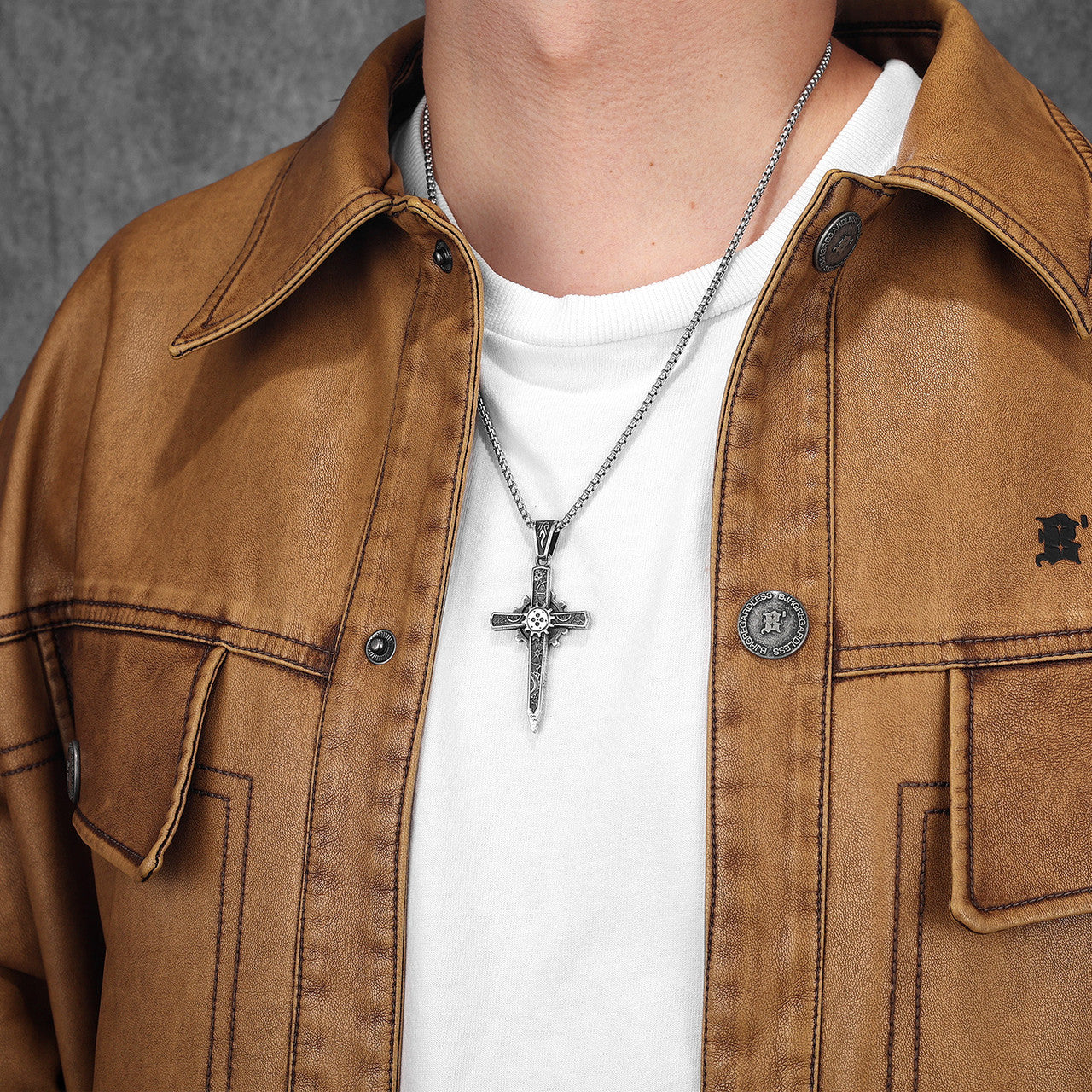 Gear Cross | 316L Solid Stainless Steel Men's Gear Head Hip Hop Street Wear Pendant