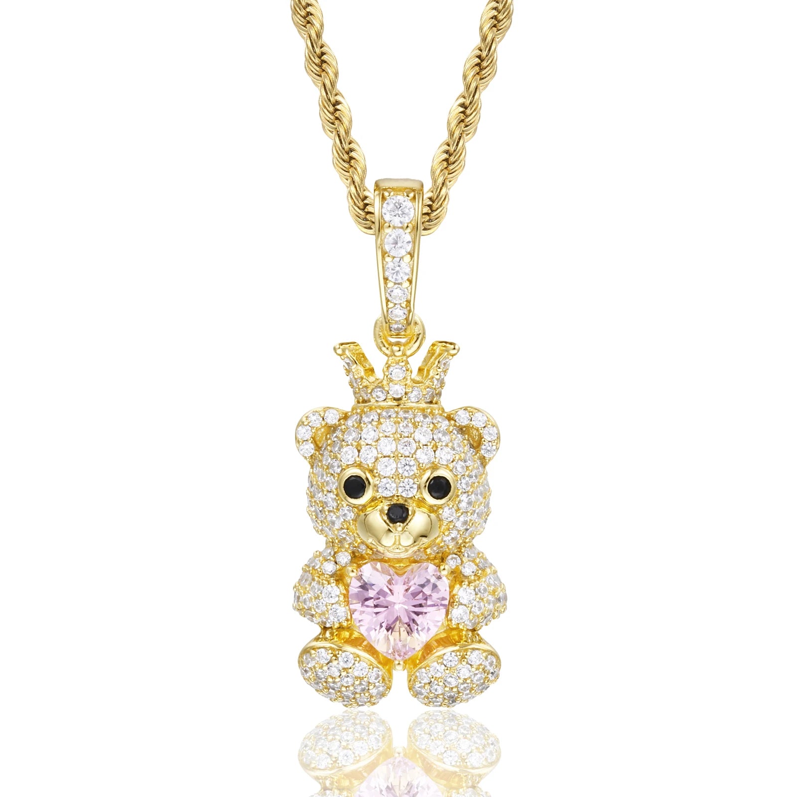 Gentleman Bear Family | 925 Sterling Silver Moissanite Diamond Iced Blinged Out Pendant