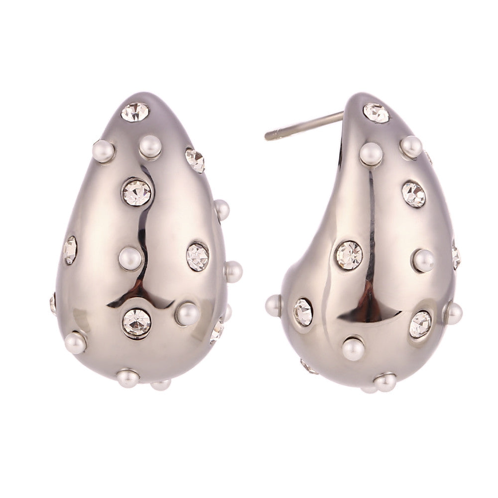 18k Gold Water Resistant Tear Drop CZ Three-dimensional Bling Earrings