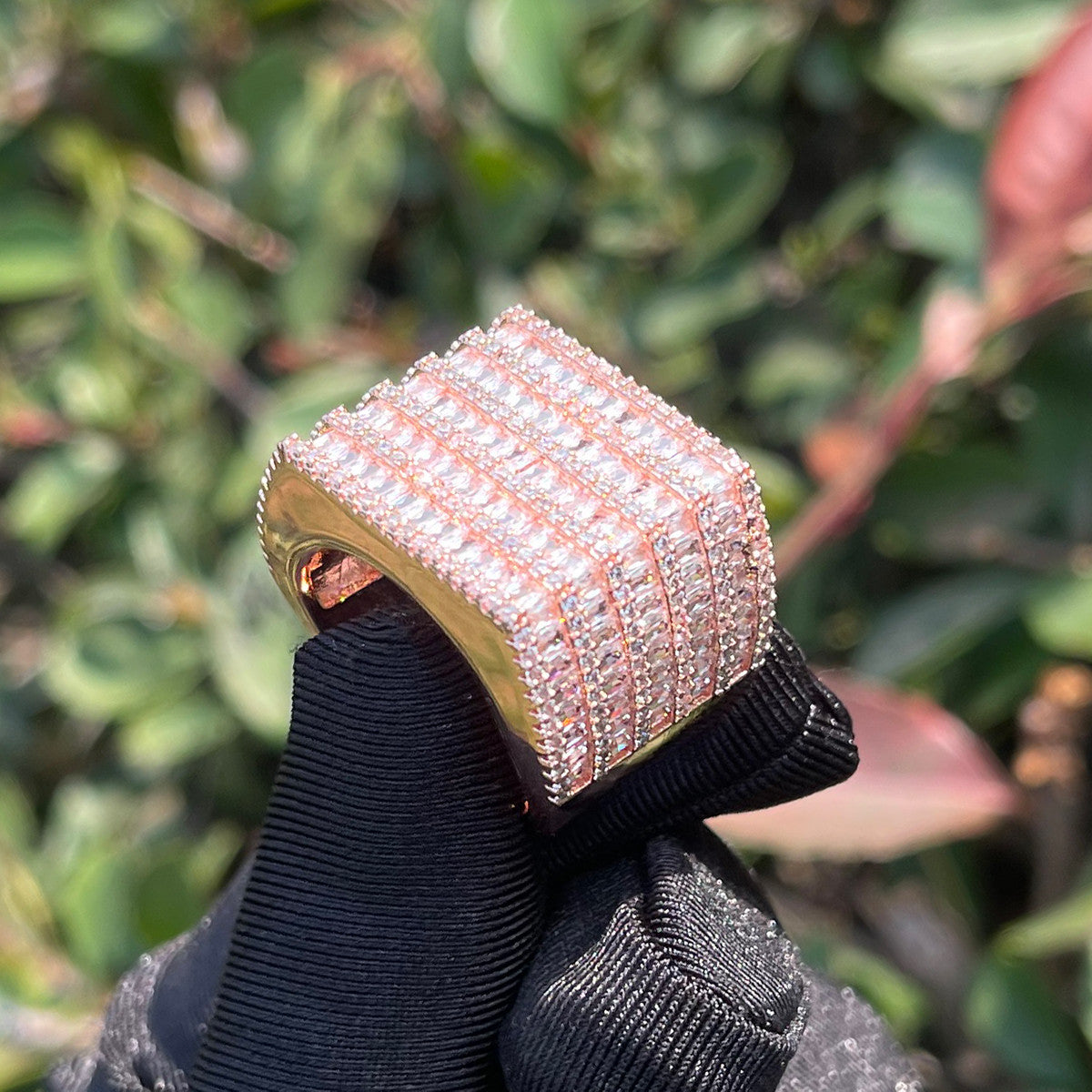 Mens Big Boy All Baguette Iced Blinged Out Hip Hop Rings