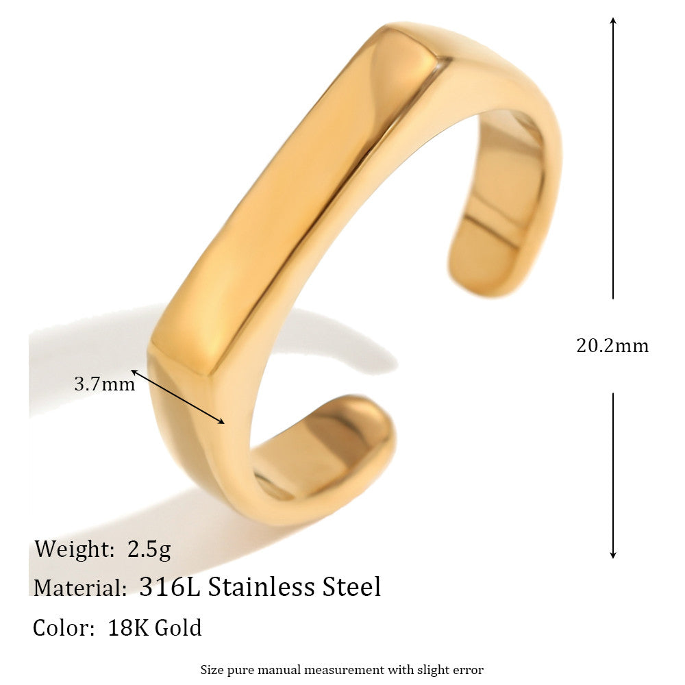 Women's 18k Gold Waterproof Stainless Steel Opening Cocktail Ring