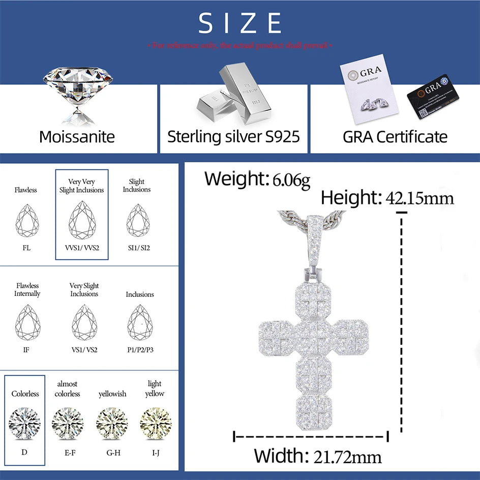 The Octagon | Iced Blinged Out VVS1 Moissanite Diamond Hip Hop Cross Pendant