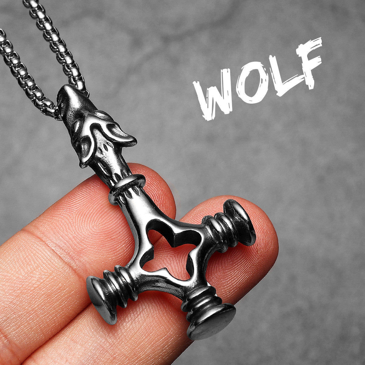 Hollow Wolf Cross | 316L No Fade Stainless Steel Wolf Cross Street Wear Pendant