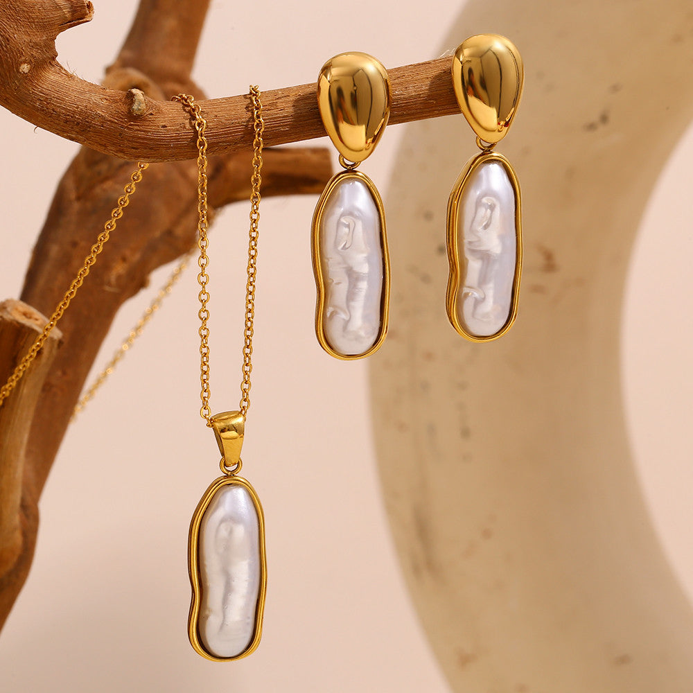 18k Gold Over No Fade Solid Stainless Steel Long Strip Freshwater Pearl Rings