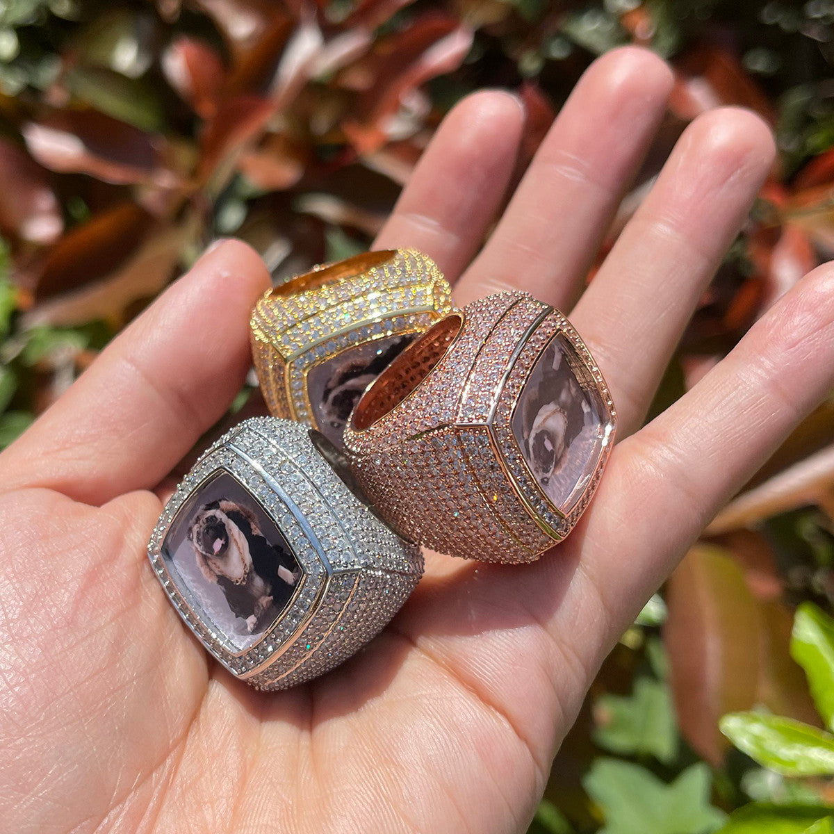 Men's Flooded Ice Custom Photo Hip Hop Personalized Picture Memory Rings