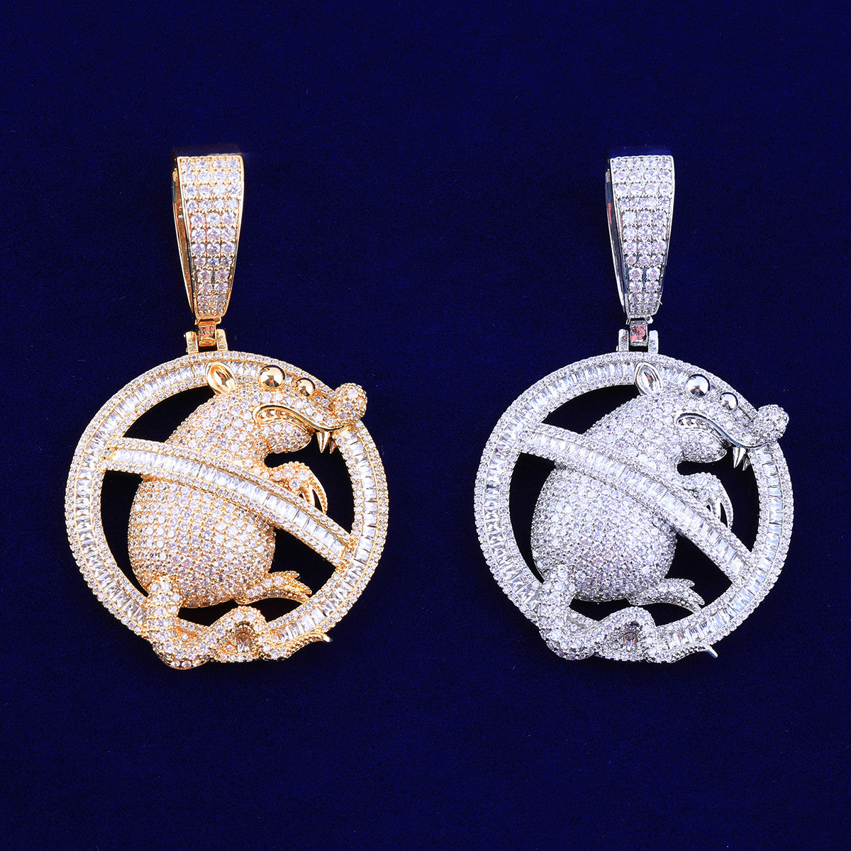 No Rats Allowed | VVS Diamond CZ Baguette Iced Blinged Out Hip Hop Pendants
