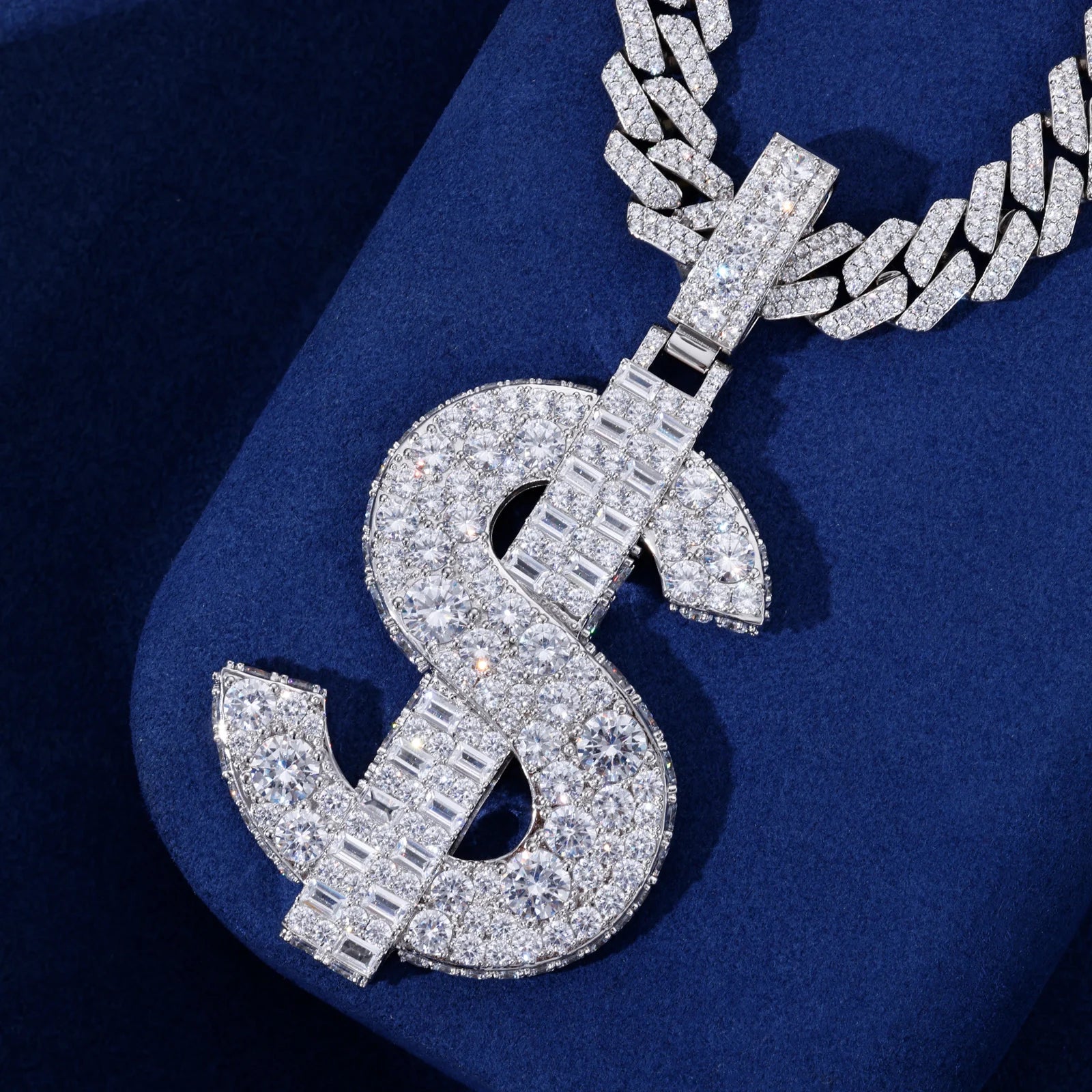 Big Dollars | Hip Hop 925 Silver I Make Big Dollars Moissanite Dollar Sign Pendant