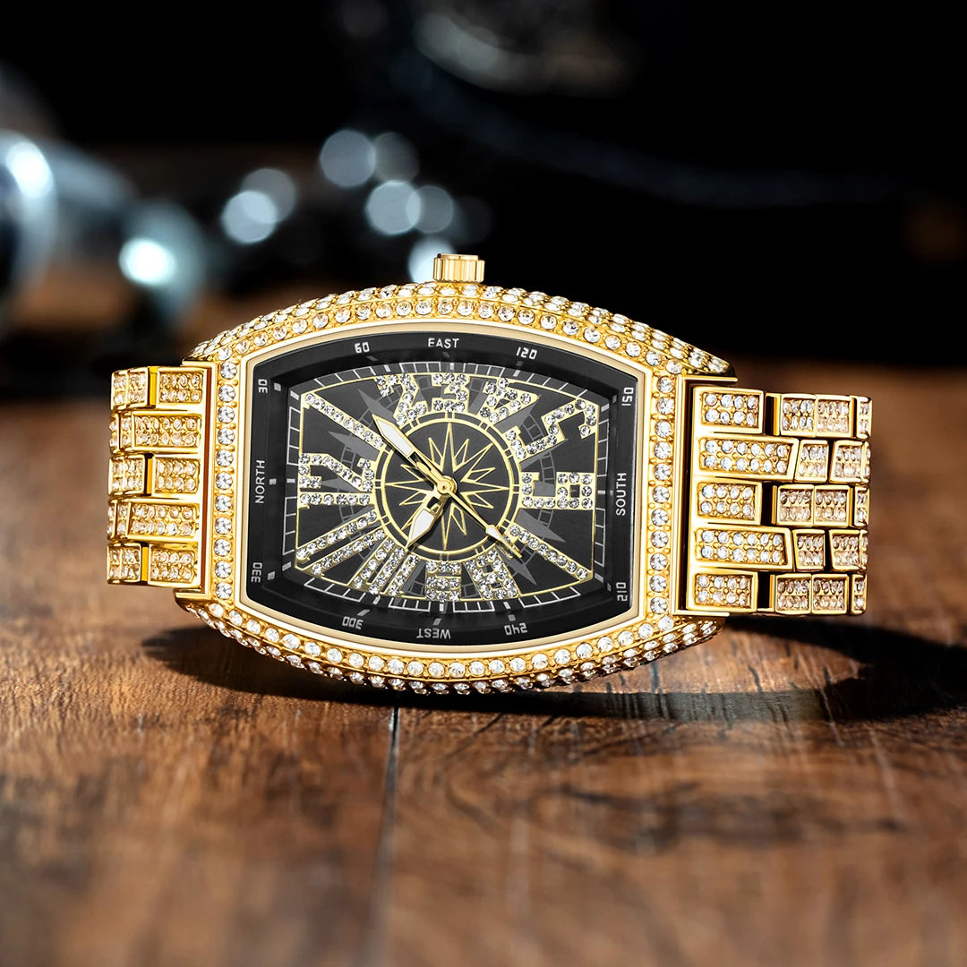 Navigation | VVS Diamond CZ Night Star Sky Compass Hip Hop  Iced Blinged Out Watch