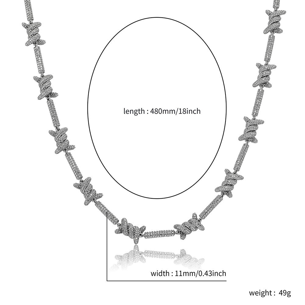 Frozen Wire | VVS Diamond CZ Barbed Wire Iced Blinged Out Chain Bracelets :Color Retention Waterproof