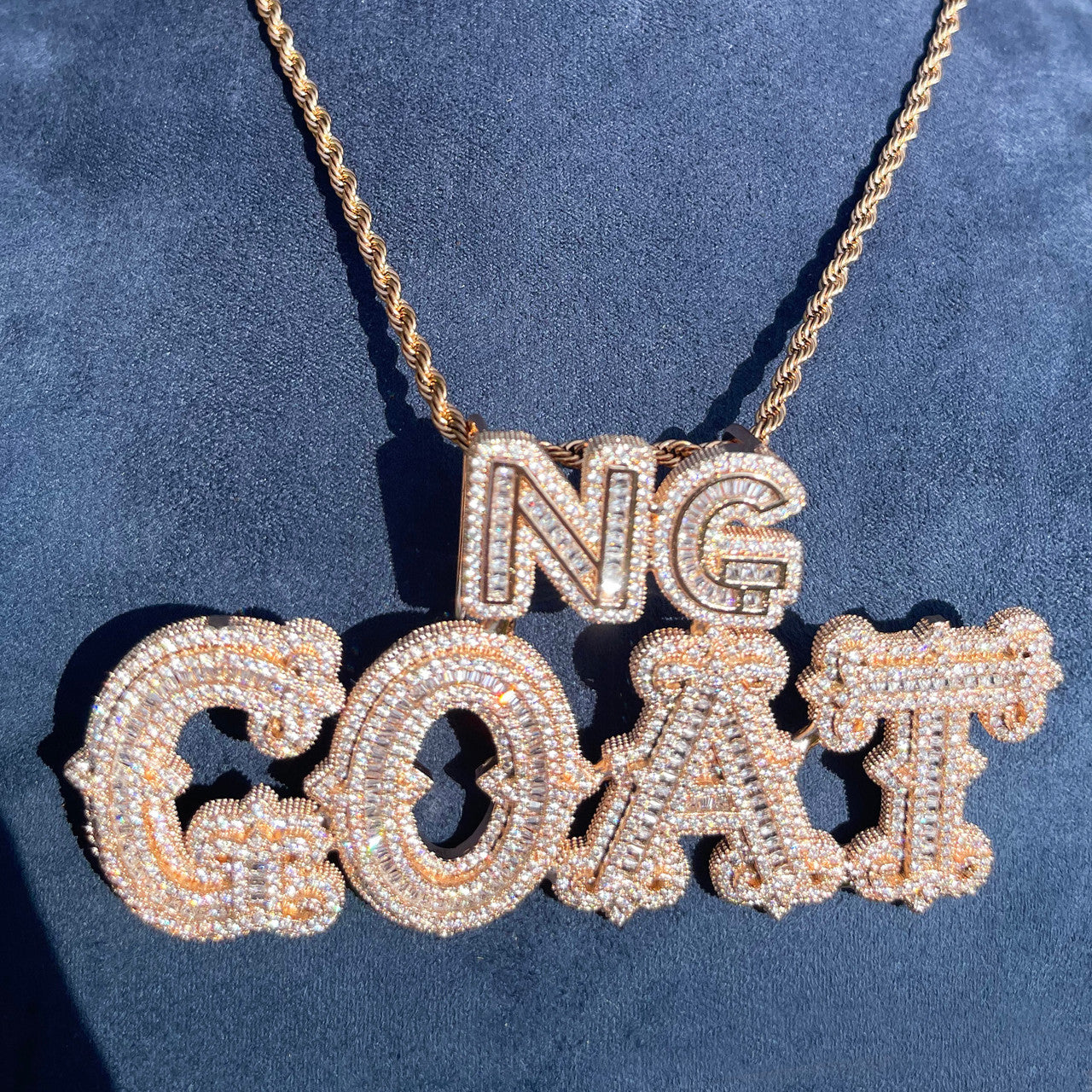 Leveled | VVS Diamond CZ 2 Level Iced Script Letter Blinged Out Nameplate Pendant