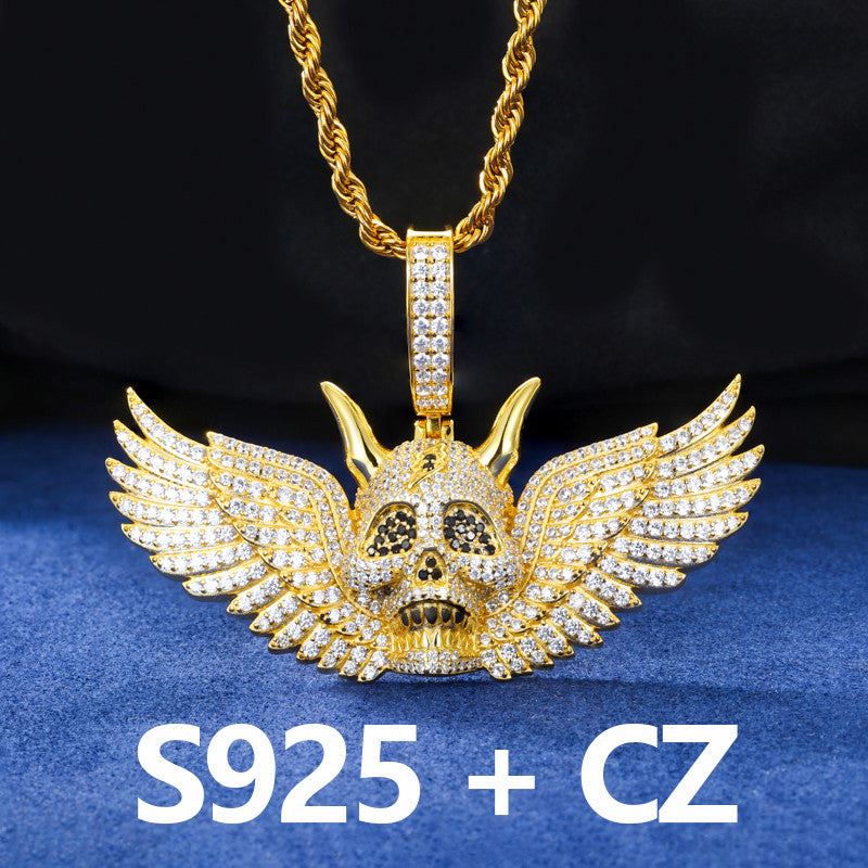 The Fallen | Solid 925 Silver Moissaite Diamond Fallen Angel Wings Demon Hip Hop Pendant
