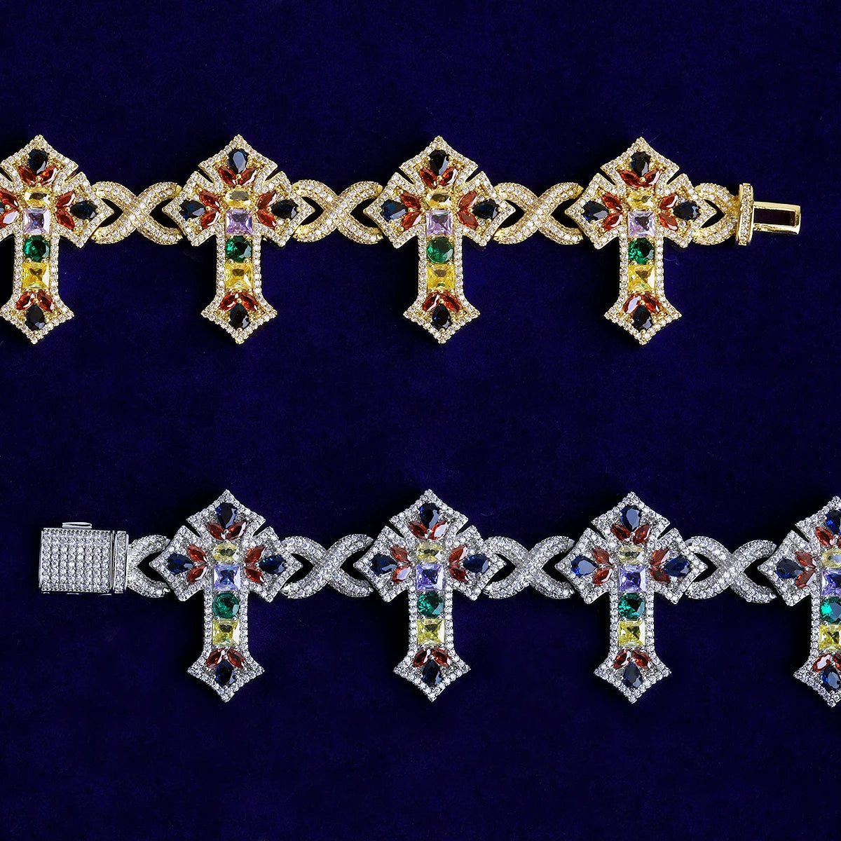 Star Fort Cross | VVS Diamond CZ Gemstone 5A+ Hip Hip Iced Blinged Out Bracelets