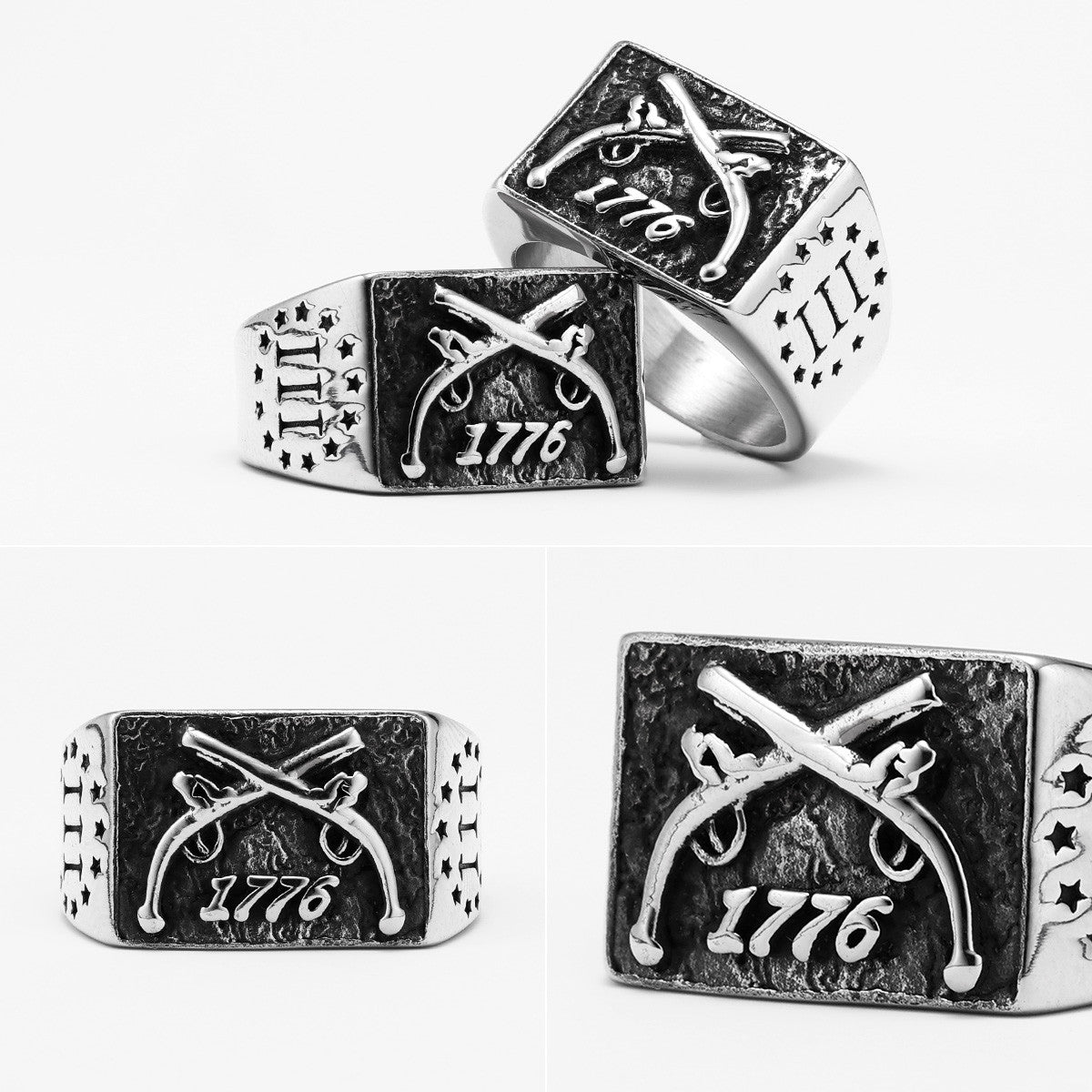 1776 | 316L No Fade Stainless Steel American Independence Vintage Rings