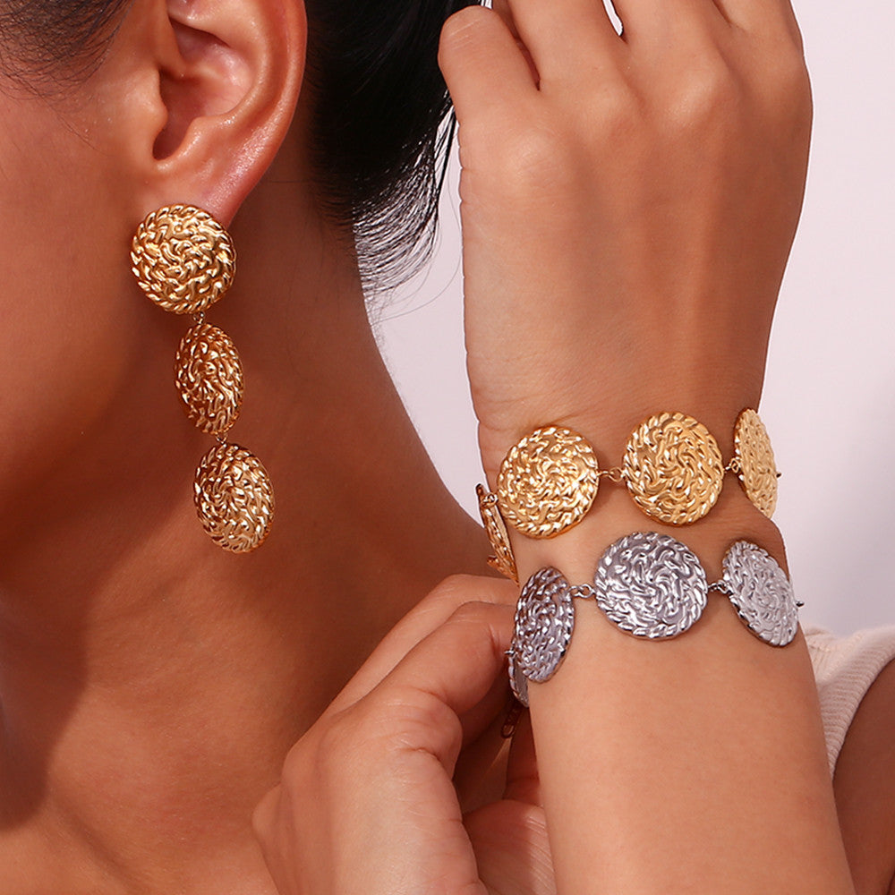 Hammered Pattern Tarnish Free Stainless Steel Bracelet