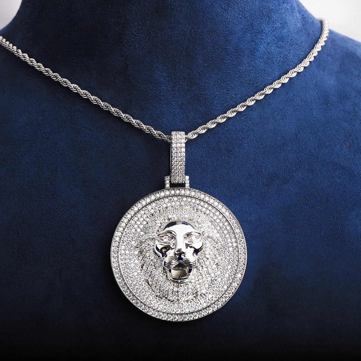 Mighty Lion | Iced Blinged Out 24k 925 Silver Rose Gold Roaring Lion Pendant